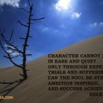 CHARACTER CANNOT BE DEVELOPED IN EASE AND QUIET